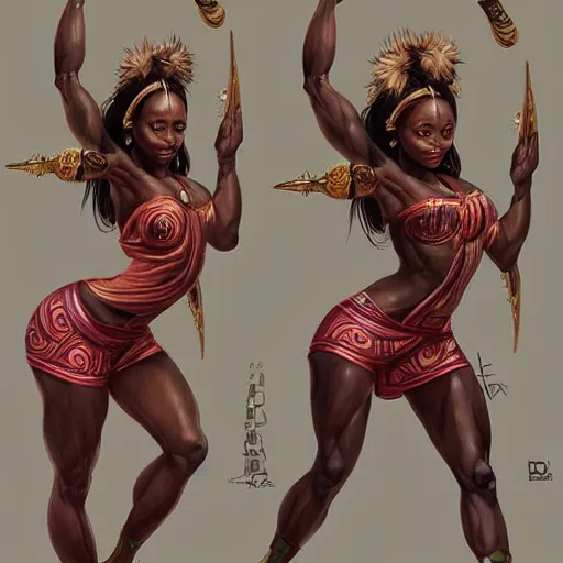 Image similar to beautiful Zulu goddesses doing yoga, focused, worried, highly detailed, artstation, concept art, sharp, illustration, art by artgerm and Ross Tran