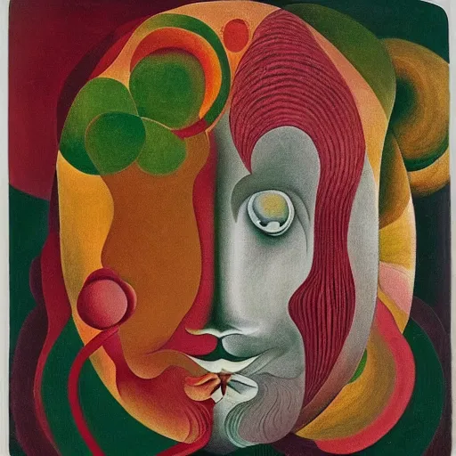 Image similar to floral face portrait by leonetto cappiello and wojciech siudmak and ernst fuchs, anni albers, oil on canvas