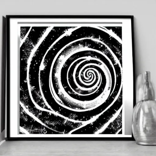 Prompt: black and white illustration spiral galaxy stencil