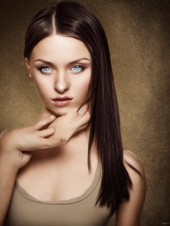 Image similar to hyperdetailed photo of a beautiful ukrainian girl with brown eyes and dark bob hairstyle, winds of winter, in a tight dress, cinematic lighting, studio quality