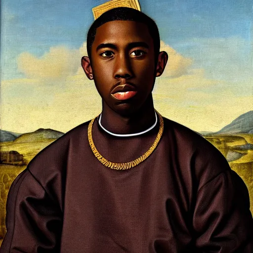 Prompt: a renaissance style portrait painting of tyler the creator