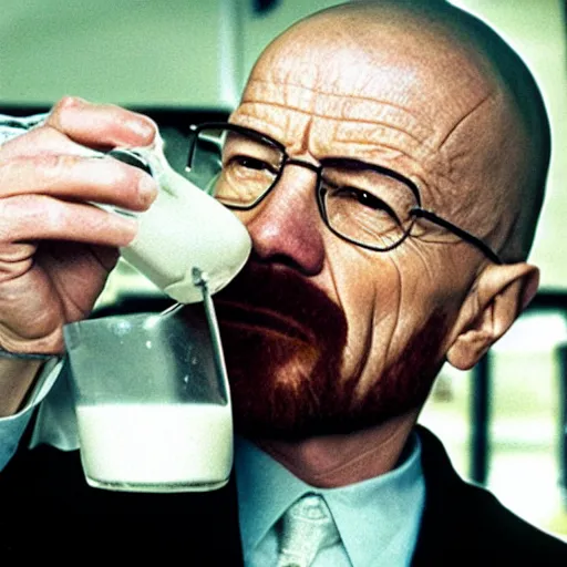 Image similar to walter white drinking milk