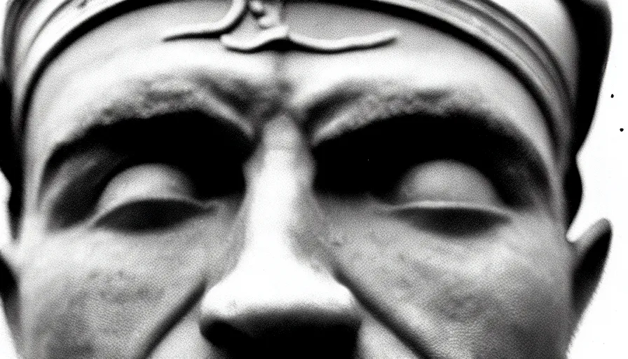 Image similar to 1 9 6 0 s movie still close - up of marcus atilius regulus'face with his eyelids teared off, cinestill 8 0 0 t 3 5 mm b & w, high quality, heavy grain, high detail, texture, dramatic light