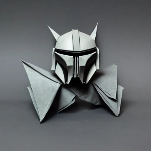 Image similar to mandalorian origami, highly detailed