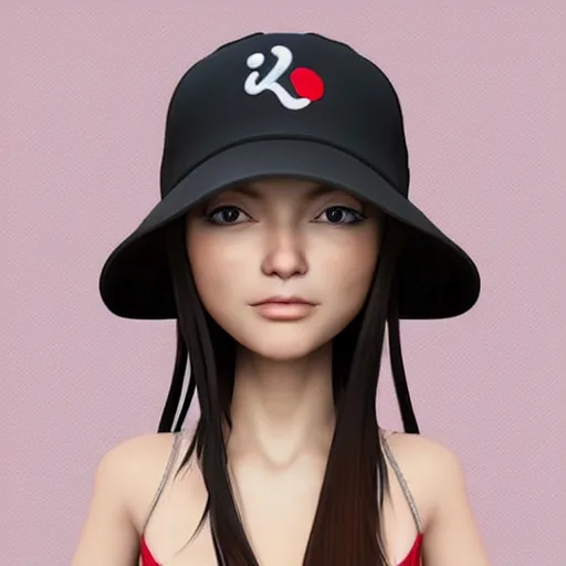 Image similar to a cartoon girl with a baseball cap on her head, vector art by ye xin, cgsociety, digital art, rendered in maya, daz 3 d, zbrush