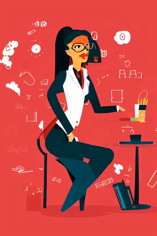 Prompt: corporate digital illustration of a woman in the style of camilo huinca, agent pekka, darren shaddick, masha krasnova, sarah cliff, meredith schomburg, modern, dribbble