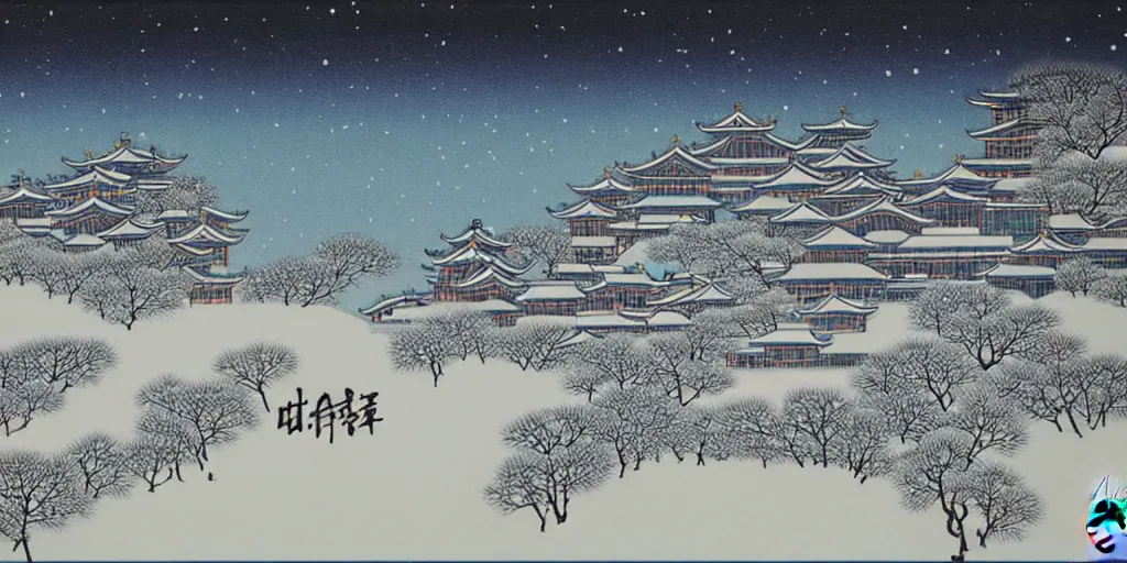 Image similar to chinese town in winter moonnight by hiramatsu reiji and masayasu uchida