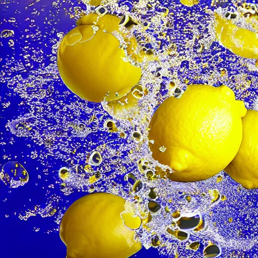 Prompt: lemon, splash underwater! photoshop edit, golden ratio