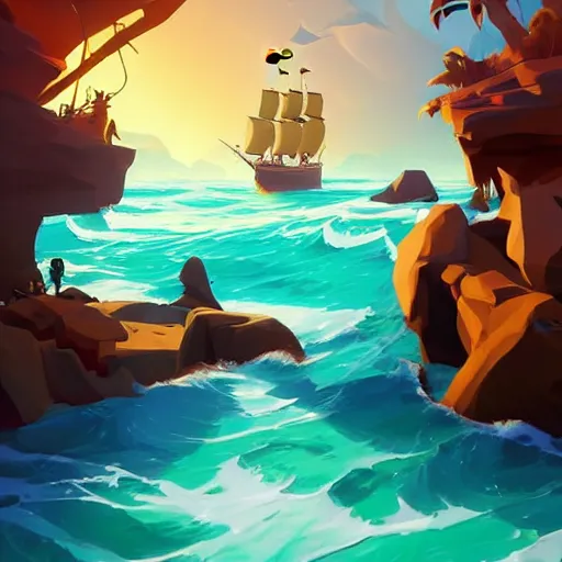 Image similar to painting treasure on sea of thieves game smooth median photoshop filter cutout vector, behance hd by jesper ejsing, by rhads, makoto shinkai and lois van baarle, ilya kuvshinov, rossdraws global illumination