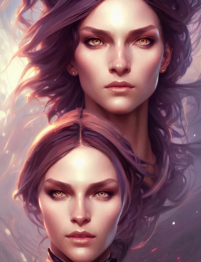 Image similar to futuristic woman portrait, sci-fi, amber eyes, face, long hair, fantasy, intricate, elegant, highly detailed, digital painting, artstation, concept art, smooth, sharp focus, illustration, art by artgerm and greg rutkowski and alphonse mucha