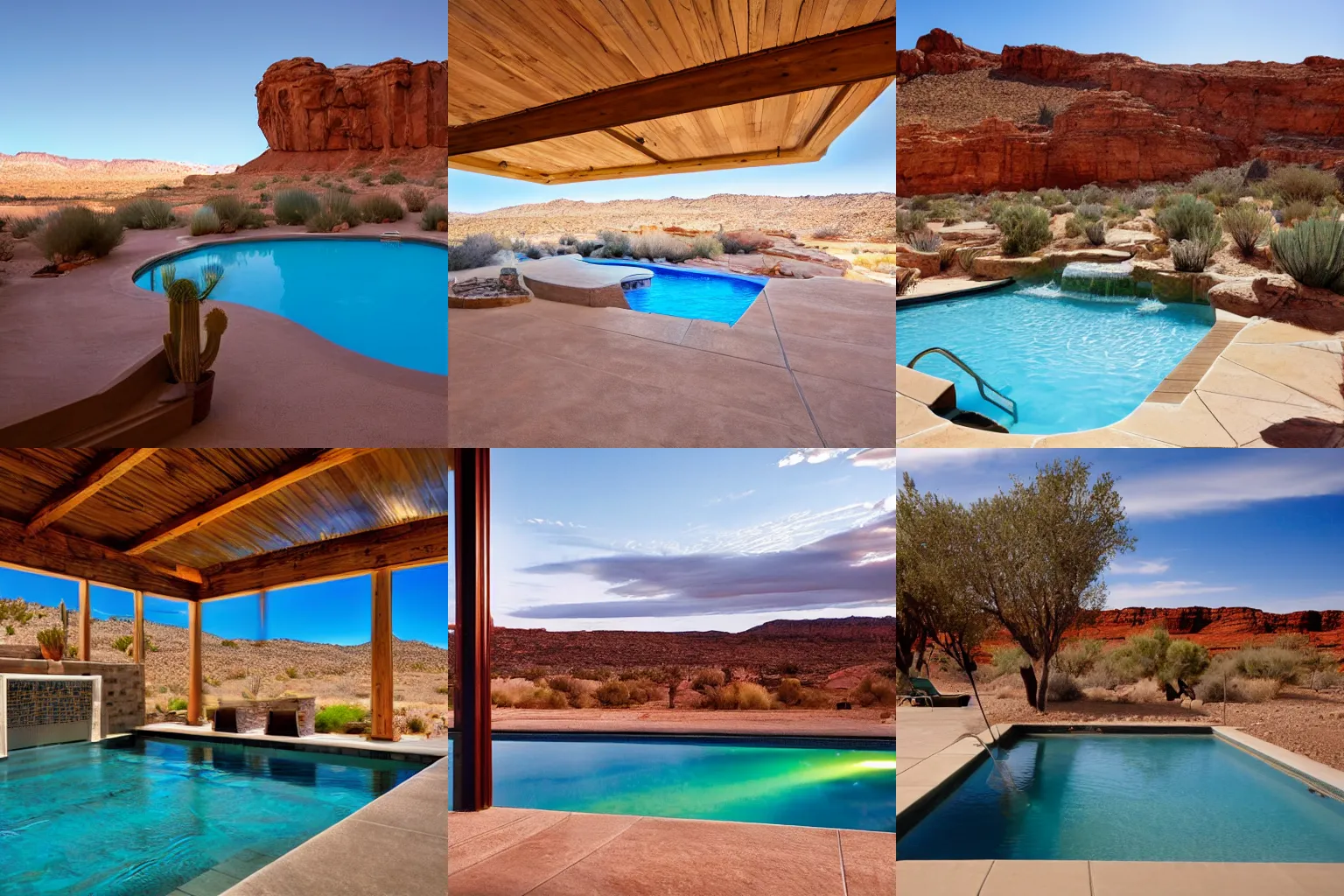 Prompt: Utah desert landscape pool room, photo