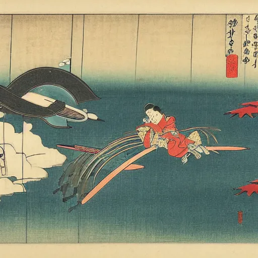 Image similar to an airplane, ukiyo-e by Utagawa Kuniyoshi