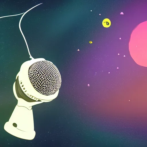 Image similar to microphone floating in space concept art