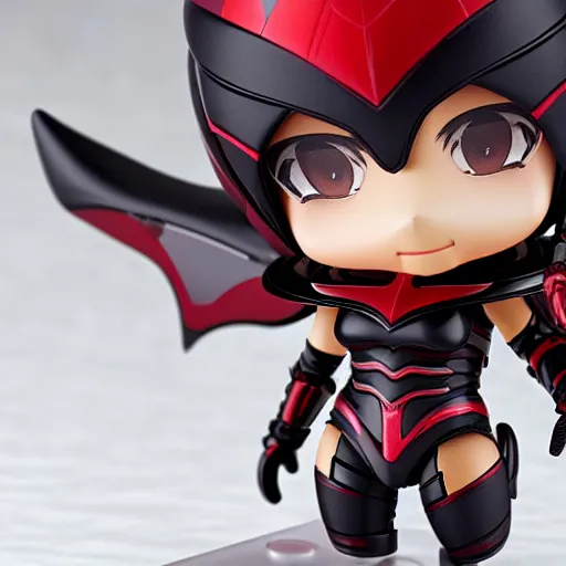 Prompt: wide photograph of cute bee nendoroid with themed crimson - black armor, portrait, hyperdetailed, artstation, cgsociety, 8 k, by tangerine dream