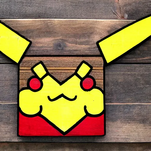 Prompt: Pikachu made out of planks