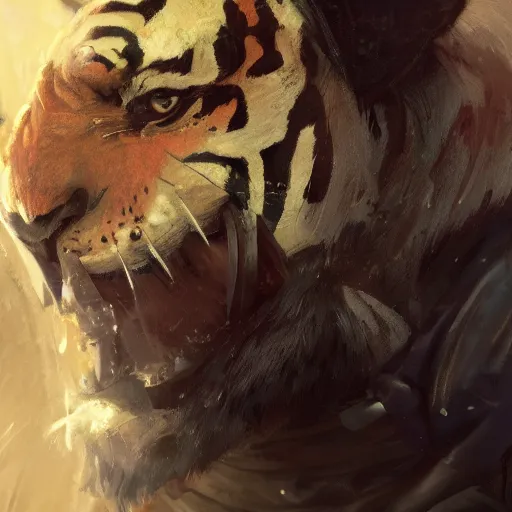 Prompt: portrait male anthro tiger dressed in military clothes character full body precis no blur, concept art, character sheet, nier automata, gaston bussiere, greg rutkowski, tsutomu nihei, cyberpunk, trending on artstation, featured on pixiv, hyper detail, cinematic composition, 8 k