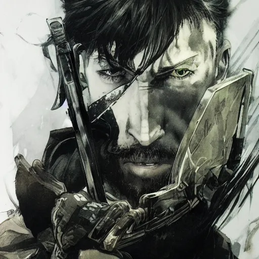 Image similar to portrait of a hero holding his sword in front of his face by yoji shinkawa, high quality, extra details, realism