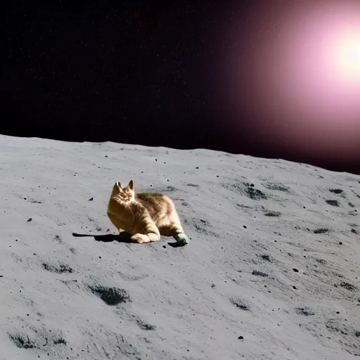 Image similar to cat as astronaut on the moon sigma 1 4 mm f / 1. 8 planet earth in the background