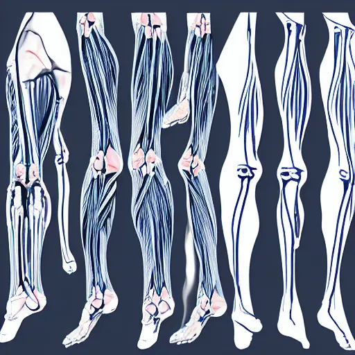 Prompt: detailed blueprints of a human leg anatomy