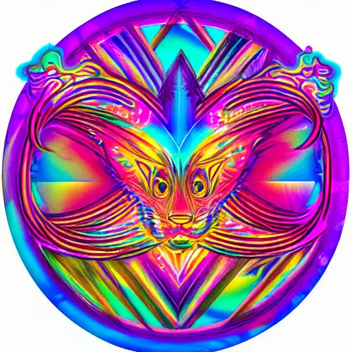 Prompt: a holographic sticker in the style of lisa frank and alex grey