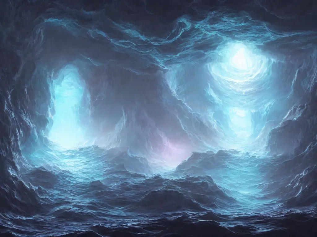 Prompt: a portal at the bottom of the ocean, artwork by Noah Bradley and André Le Nôtre, otherworldly, highly detailed, volumetric shapes, volumetric lightning, symmetry, 8K, 16K, CGsociety, trending on artstation, Unreal Engine, realistic, 8k texture, HD, post production, psychedelic black light