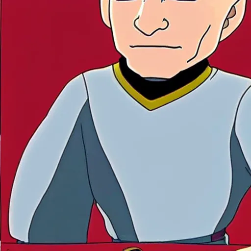 Image similar to captain picard in star trek : the next generation, studio ghibli