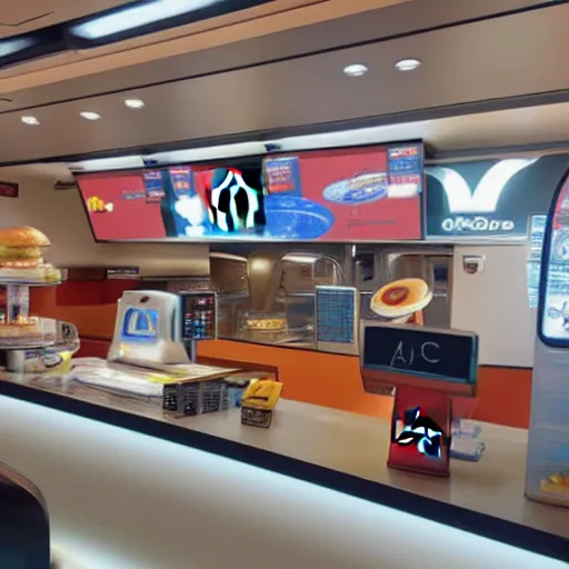 Prompt: a space themed mcdonalds