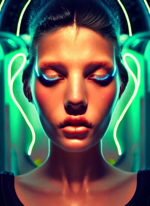 Image similar to a highly detailed long shot photo of sensual female face portrait, futurism, rococo cyber neon lighting, detailed futuristic fibonacci jewelry, profile posing, hyper photorealistic, crispy quality, digital photography, trending in pinterest, cinematic, 4 k ultra hd, art by pascal blanche, art by greg rutkowski, art by artgerm,