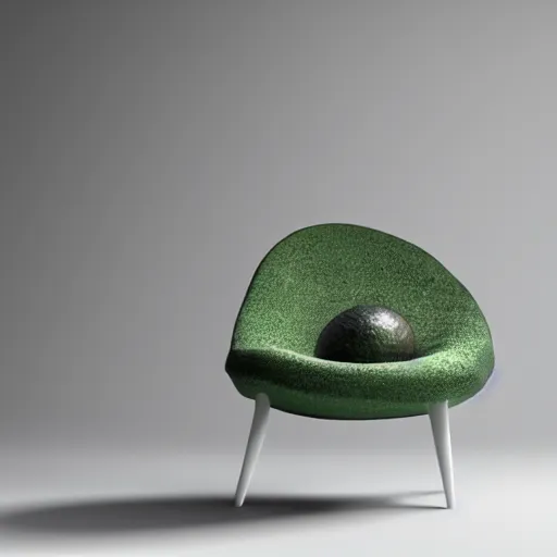 Image similar to a chair that looks like an avocado sitting on top of a white table, a 3 d render by susan weil, behance, ecological art, behance hd, rendered in cinema 4 d, made of soft fabric