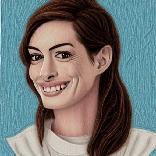 Prompt: a pencil sketch of anne hathaway