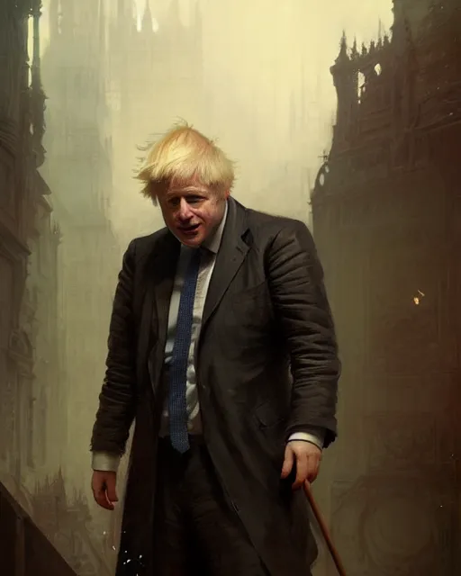 Image similar to boris johnson as a bugger king server, character portrait, ultra realistic, concept art, intricate details, highly detailed by greg rutkowski, gaston bussiere, craig mullins, simon bisley