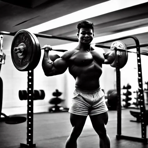 Prompt: pikachu as a muscular bodybuilder in the gym lifting weights, 5 0 mm, high quality lighting