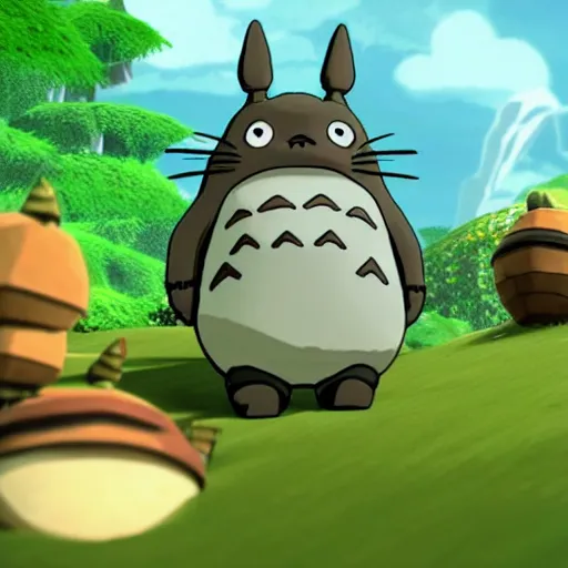 Prompt: Totoro in Zelda Wind Waker, 4k, UHD