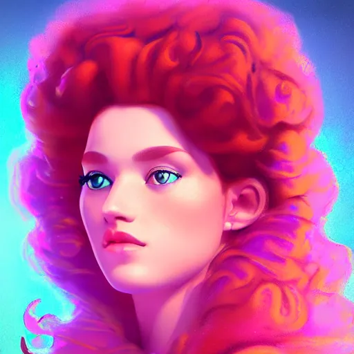 Prompt: portrait of Princess Merida, retro and ethereal, expressive pose, Neon Art, highly detailed, digital painting, artstation, concept art, smooth, sharp focus, by Jean Auguste Dominique Ingres