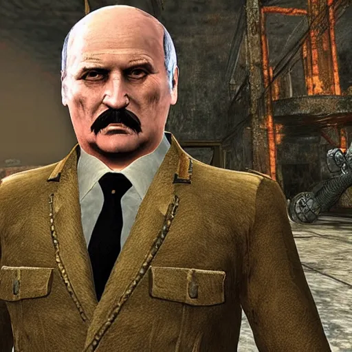 Prompt: Alexander Lukashenko in Fallout: New Vegas