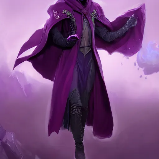 Image similar to female warlock long hood cloak purple, fighting monster with magic, 8 k, trending on artstation by tooth wu and greg rutkowski