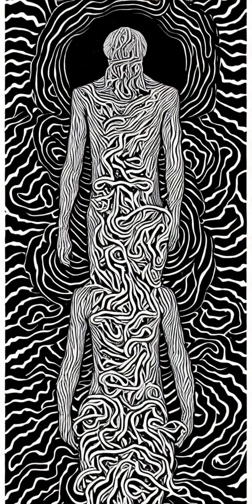 Image similar to god of psychedelics, faceless figure