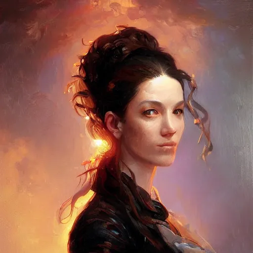 Image similar to portrait of a french woman ( 3 5 ) from france in 2 0 2 1, an oil painting by ross tran and thomas kincade