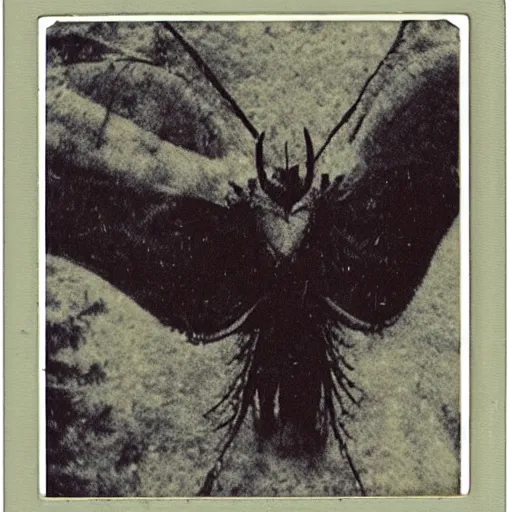 Prompt: real Polaroid photo of Mothman