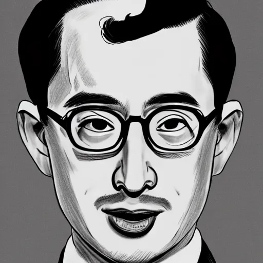 Image similar to A 1950s Style Comic-Like Drawing of Filthy Frank, grainy, realistic, hyperrealistic, very realistic, very very realistic, highly detailed, very detailed, extremely detailed, detailed, digital art, trending on artstation, detailed face, very detailed face, very detailed face, realism, HD Quality, 8k resolution, intricate details, body and head in frame, drawing, inked drawing, comic drawing, neat drawing, 1950s, 50s, in the style of Frank Hampson, in the style of Frank Bellamy, in the style of Dave Gibbons, in the style of Don Lawrence, in the style of Wally Wood