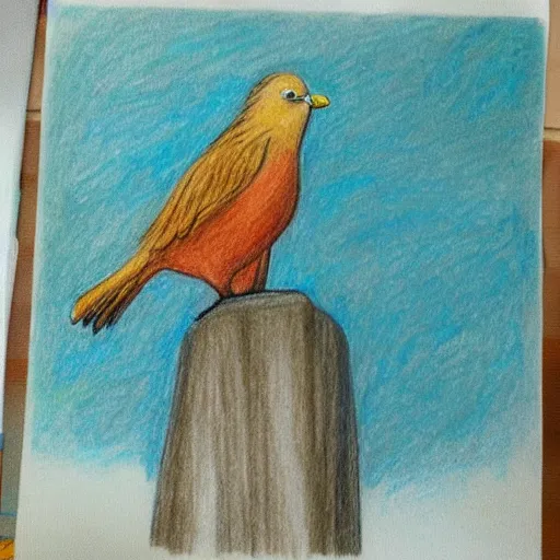 Prompt: A drawing of a bird painted by Ghibli in Madrid