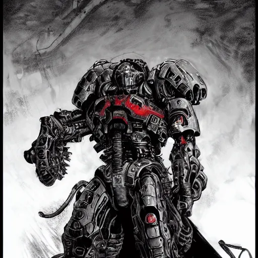 Image similar to doom slayer, tsutomu nihei art