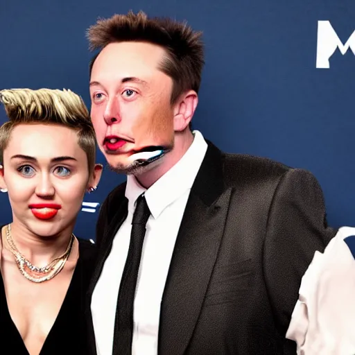 Prompt: photo of miley cyrus dating elon musk