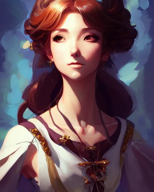 Image similar to portrait of a female bard, elegant clothes, fantasy, face like ester exposito, blonde shinkai makoto studio ghibli studio key hideaki anno sakimichan stanley artgerm lau rossdraws james jean marc simonetti elegant highly detailed digital painting artstation pixiv