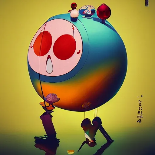 Prompt: puppet by takashi murakami,, beeple and james jean, aya takano color style, 4 k, super detailed, night sky, digital art, digital painting, celestial, majestic, colorful
