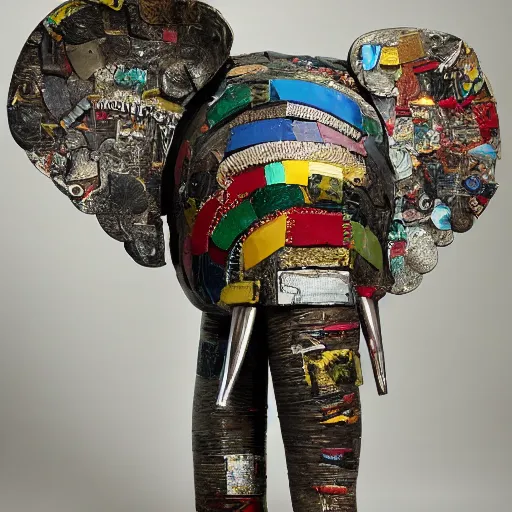 assemblage art sculpture made of household junk, | Stable Diffusion