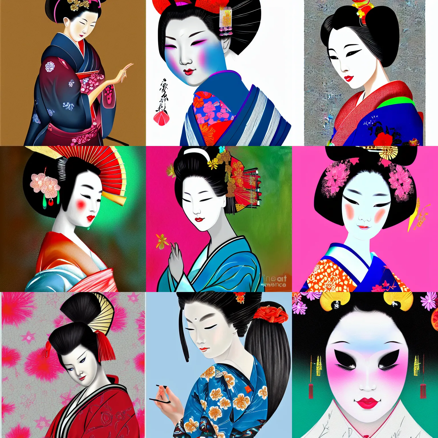 Image similar to digital painting of a beautiful geisha