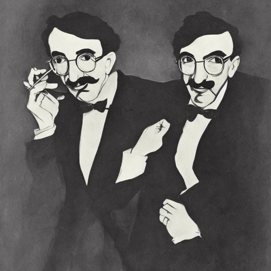 Image similar to art nouveau portrait of groucho marx