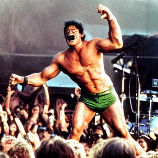 Image similar to hulk performing at woodstock