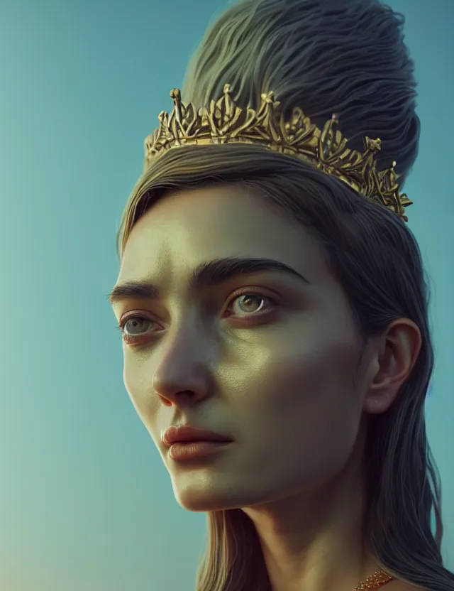 Image similar to blurred background. close-up portrait of a goddess in crown, by Aykut Aydogdu and Barclay Shaw and Alena Aenami, Atey Ghailan, octane render, unreal engine, cinematic counter light, high detail, octane render, 4k